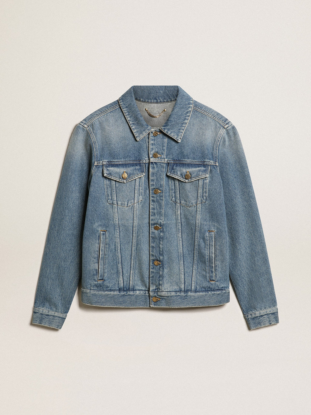 Men's denim jacket with medium wash| Golden Goose