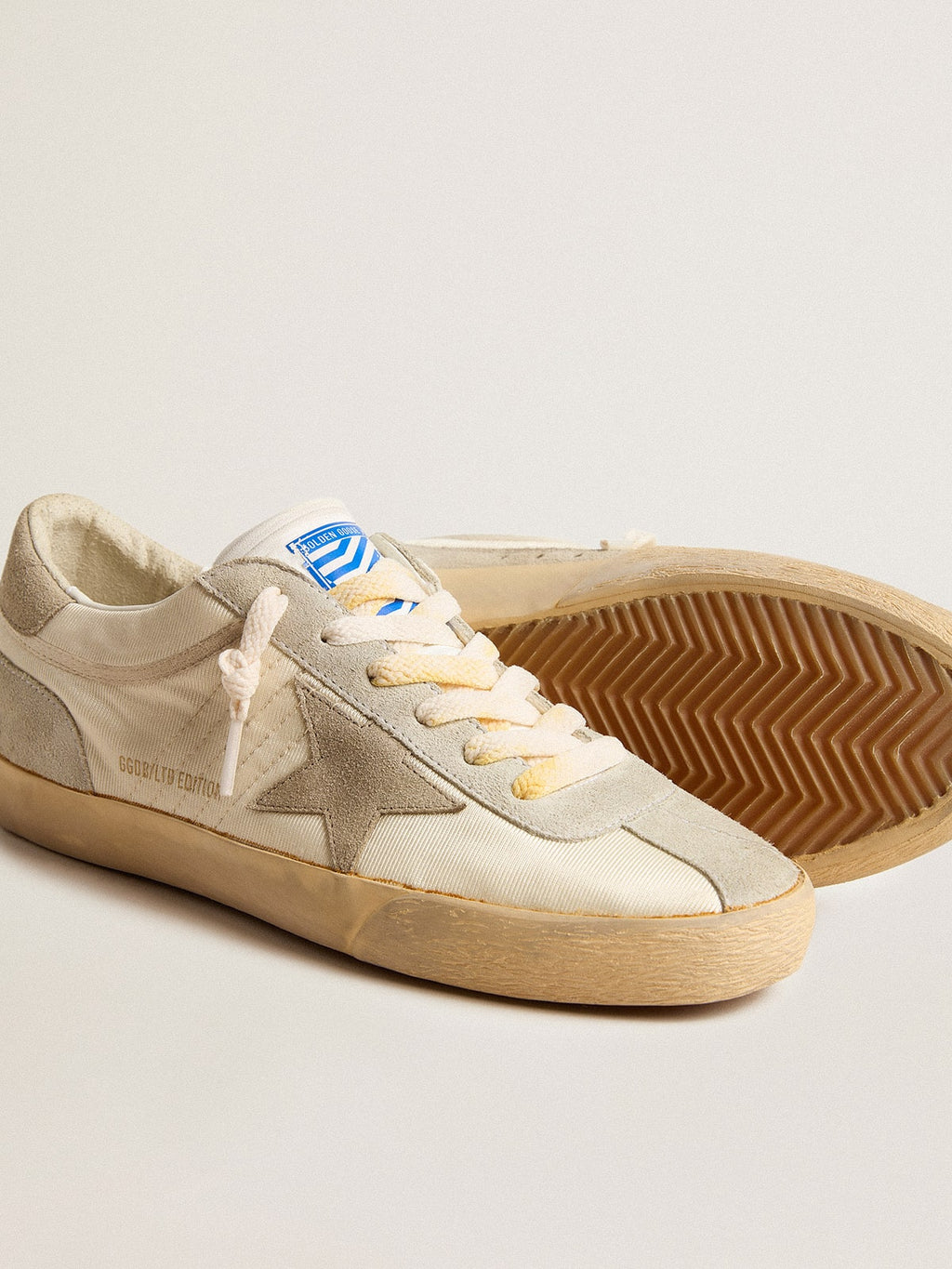 Women's Super-Star LAB in nylon with dove-gray star and ice-gray suede inserts| Golden Goose
