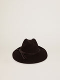 Women's black Fedora hat with strap| Golden Goose