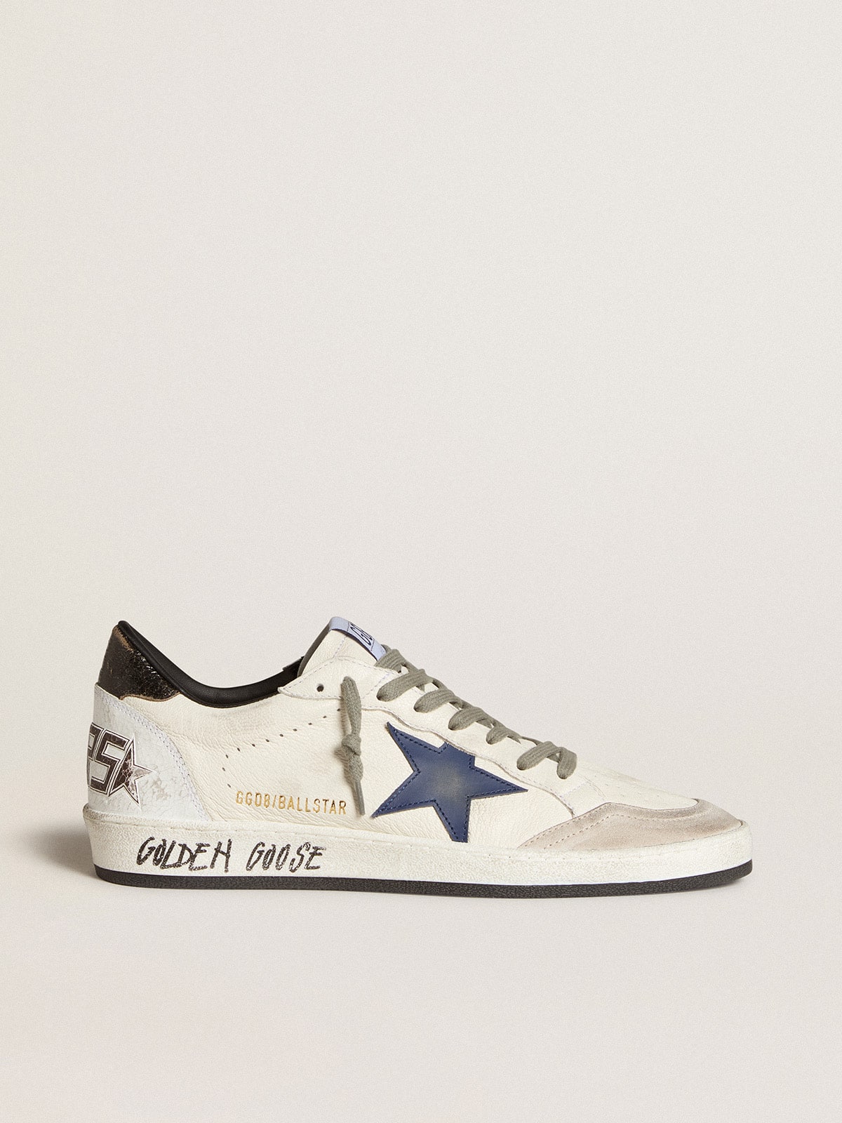 Men's Ball Star in nappa with leather star and metallic leather heel tab| Golden Goose