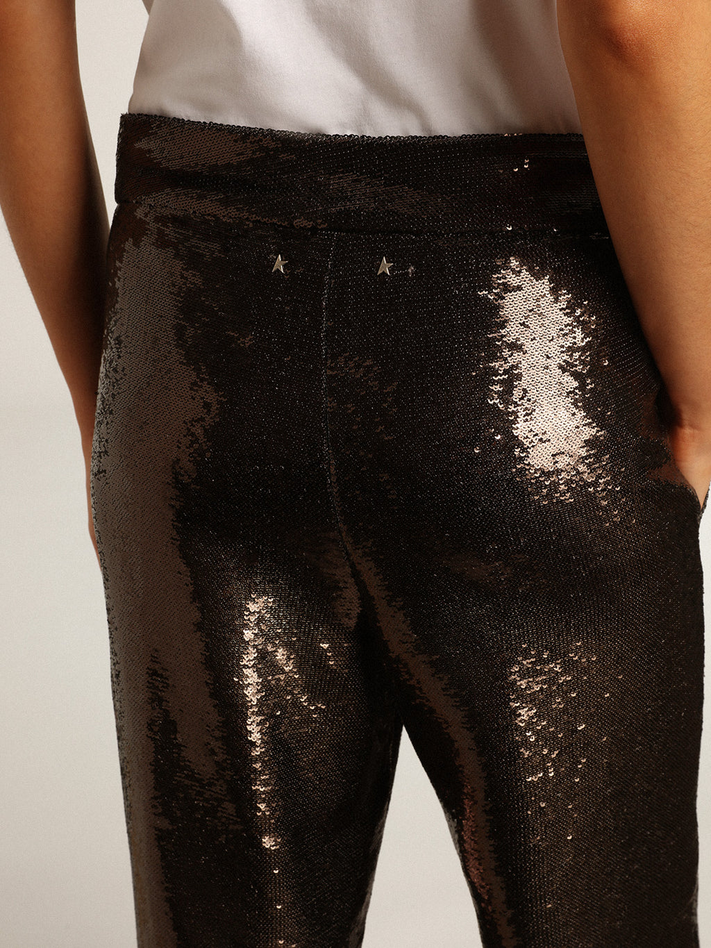 Gray pants with all-over sequins| Golden Goose