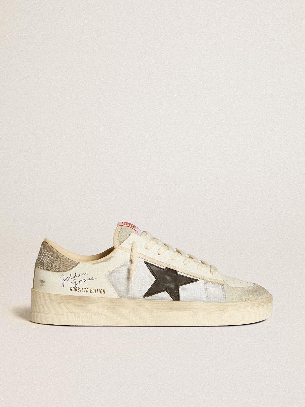 Men's Stardan in leather and nylon with black leather star and nubuck heel tab| Golden Goose