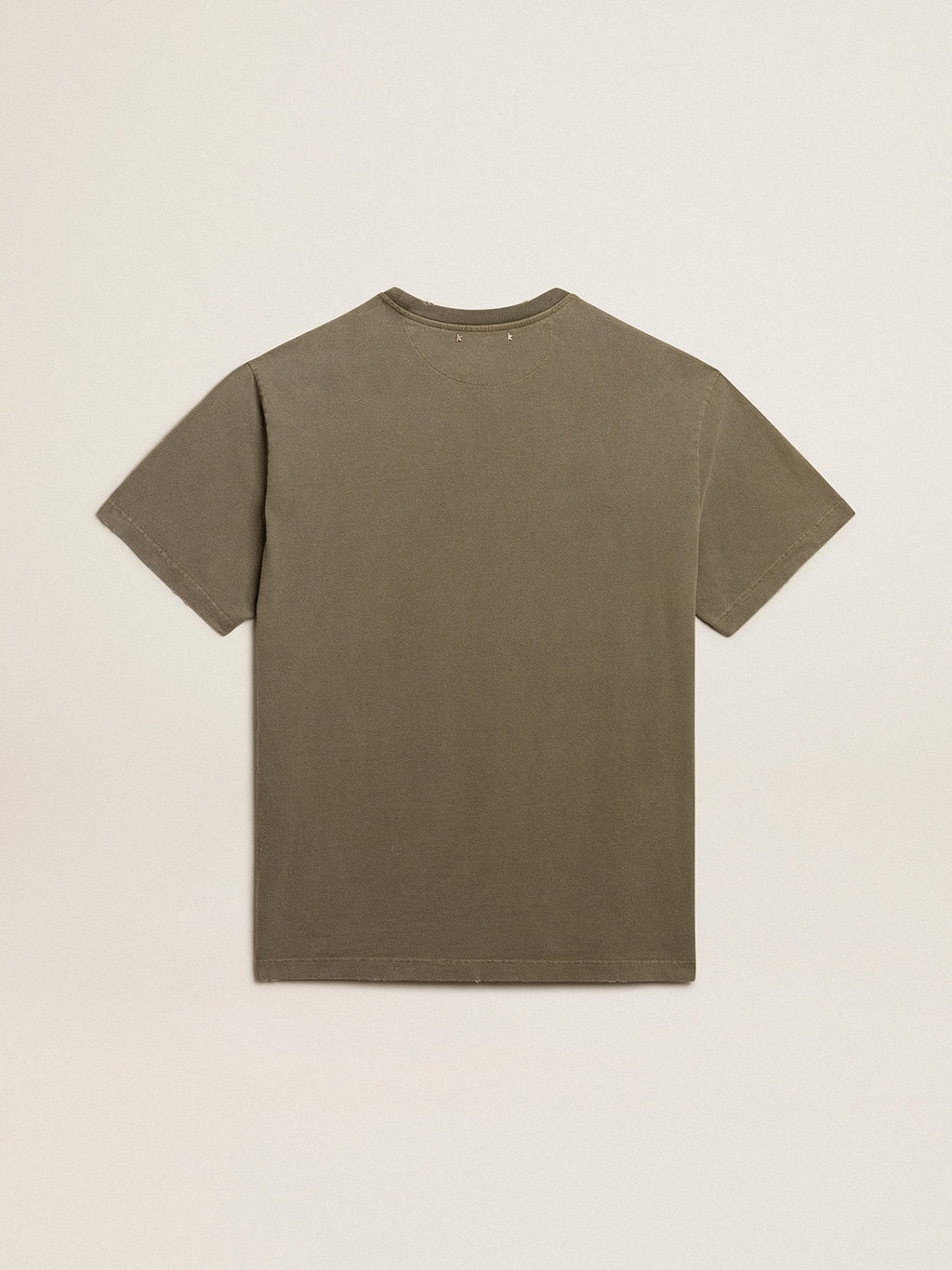 Men's olive green T-shirt with Golden lettering| Golden Goose