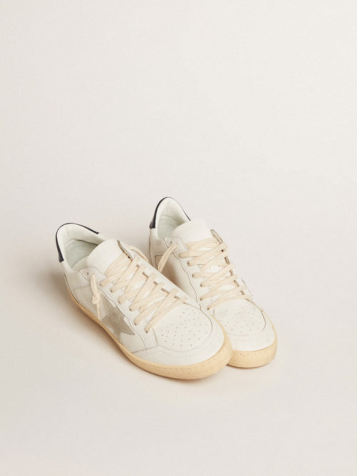 Ball Star with ice-gray suede star and blue leather heel tab| Golden Goose