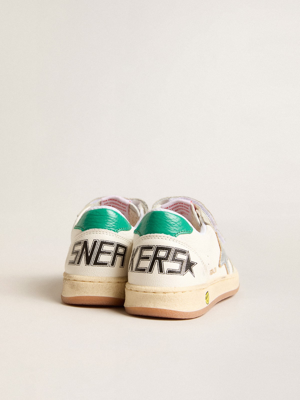 Young Ball Star with silver star and green suede heel tab| Golden Goose
