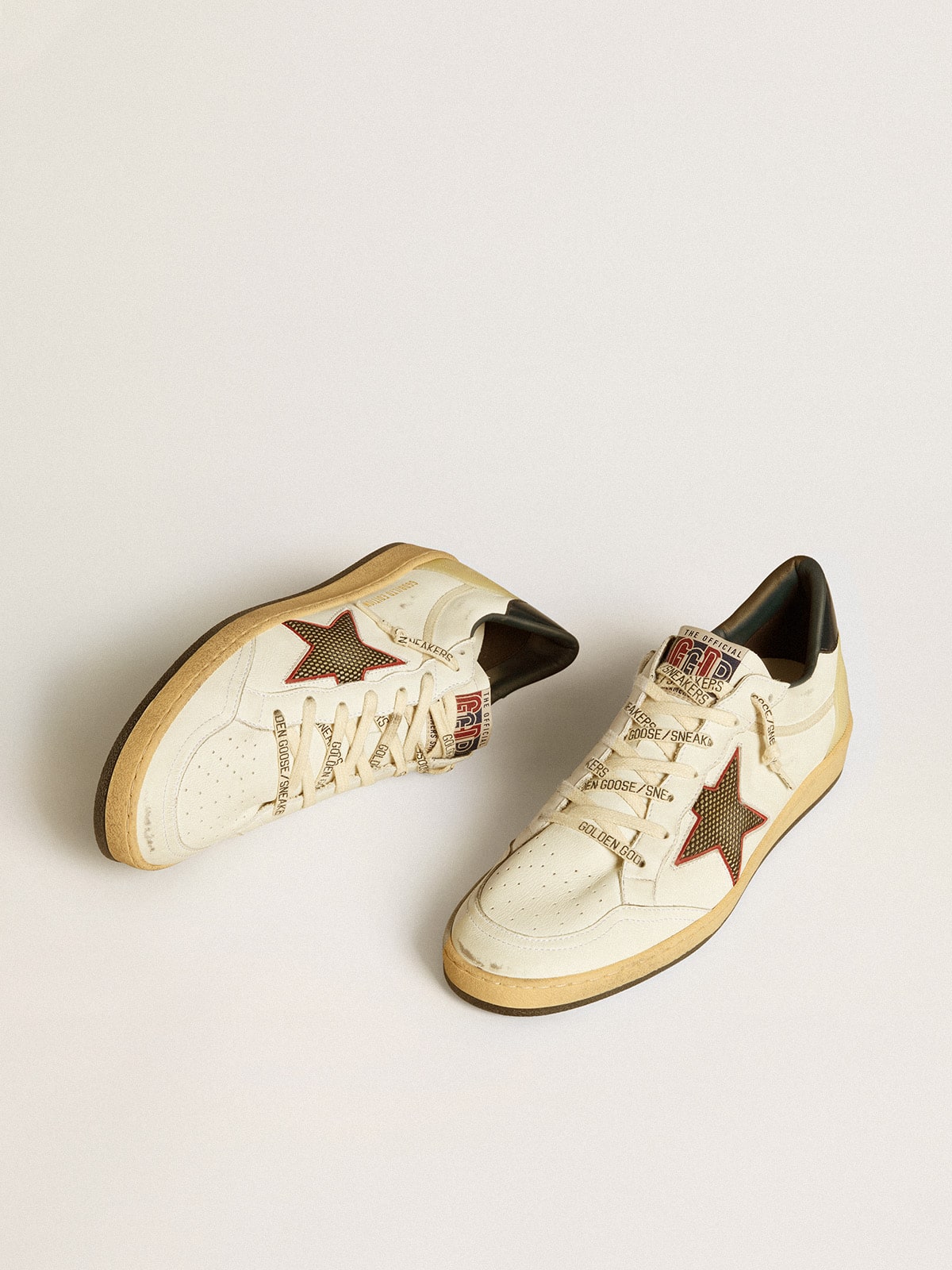 Men's Ball Star LTD with mesh star and midnight blue leather heel tab| Golden Goose