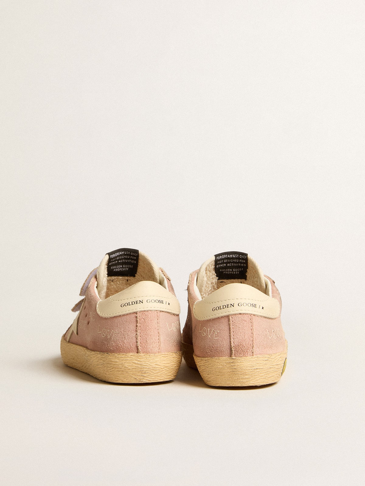 Old School Young in pink suede with cream leather star and heel tab| Golden Goose