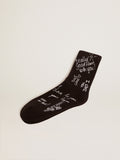 Black socks with white Golden Statement lettering| Golden Goose