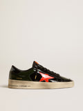 Men's Stardan in black and green patent leather with orange star| Golden Goose