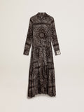 Anthracite-gray shirt dress with paisley print| Golden Goose