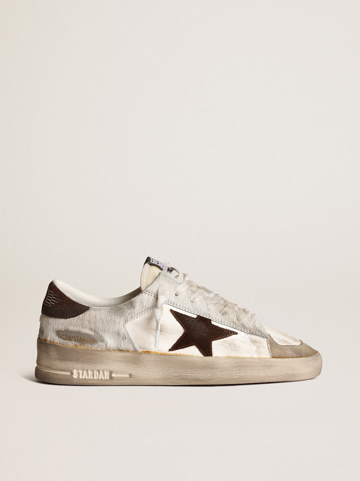 Women's Stardan in nappa and pony skin with brown suede star| Golden Goose