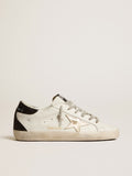 Women's Super-Star with gold star and black glitter heel tab| Golden Goose