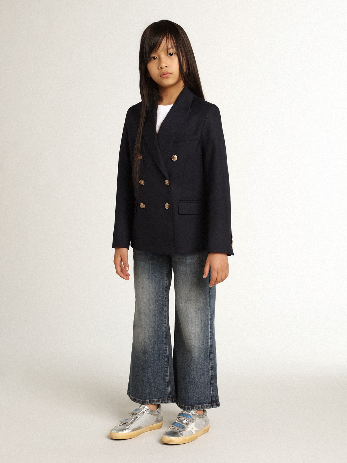 Wide-leg jeans in mid-blue bull denim| Golden Goose