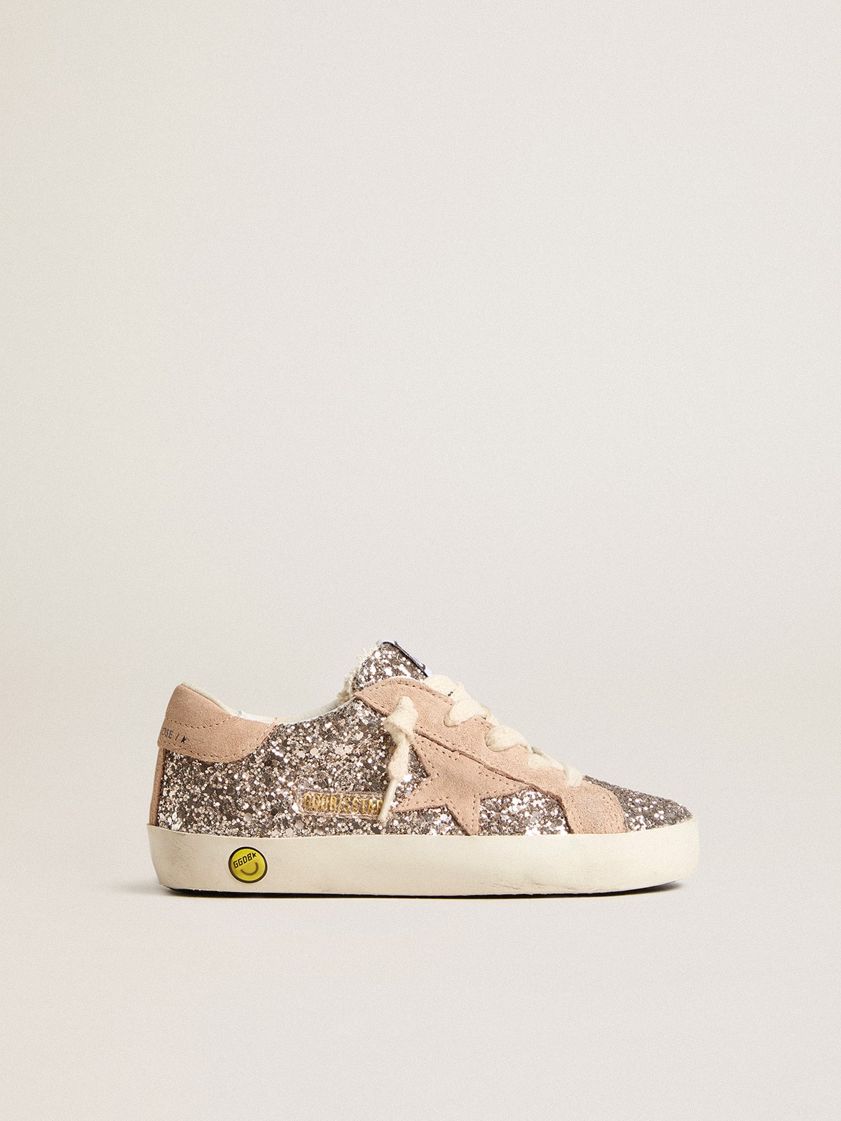 Young Super-Star in glitter with suede star and heel tab| Golden Goose