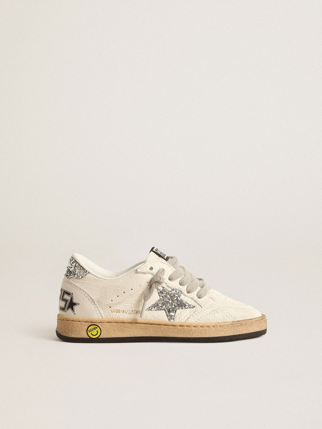 Ball Star Young in nappa with silver glitter star and heel tab| Golden Goose