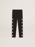 Girls' black leggings with white stars on the sides| Golden Goose