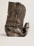Men's low Wish Star boots in black leather with silver star| Golden Goose