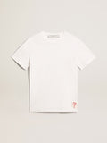 Men's white T-shirt with distressed treatment| Golden Goose