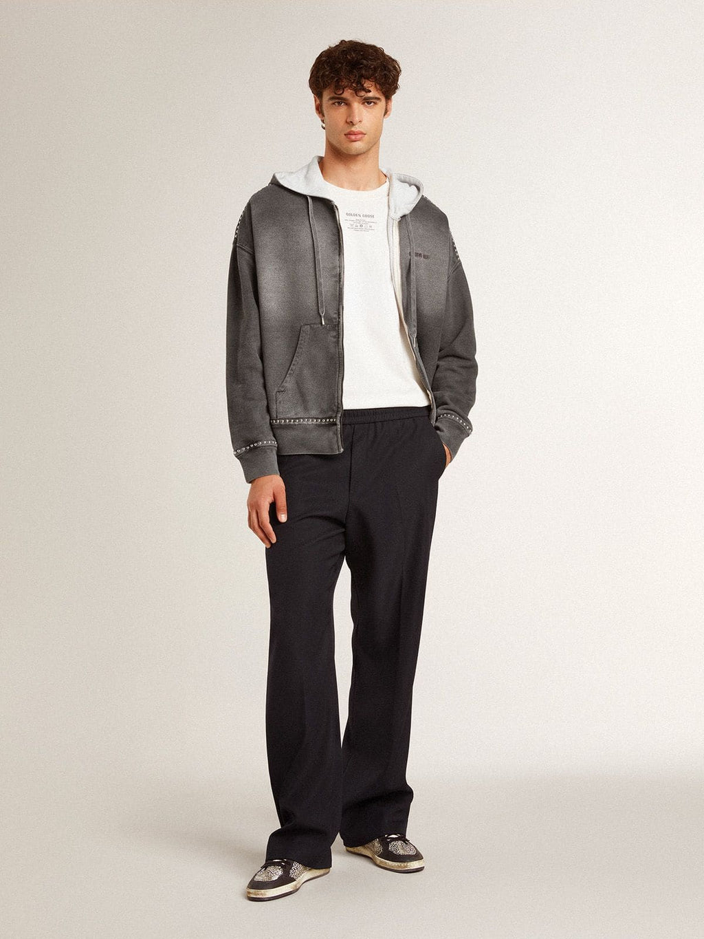 Men's Ball Star in elephant-print leather with black leather star| Golden Goose