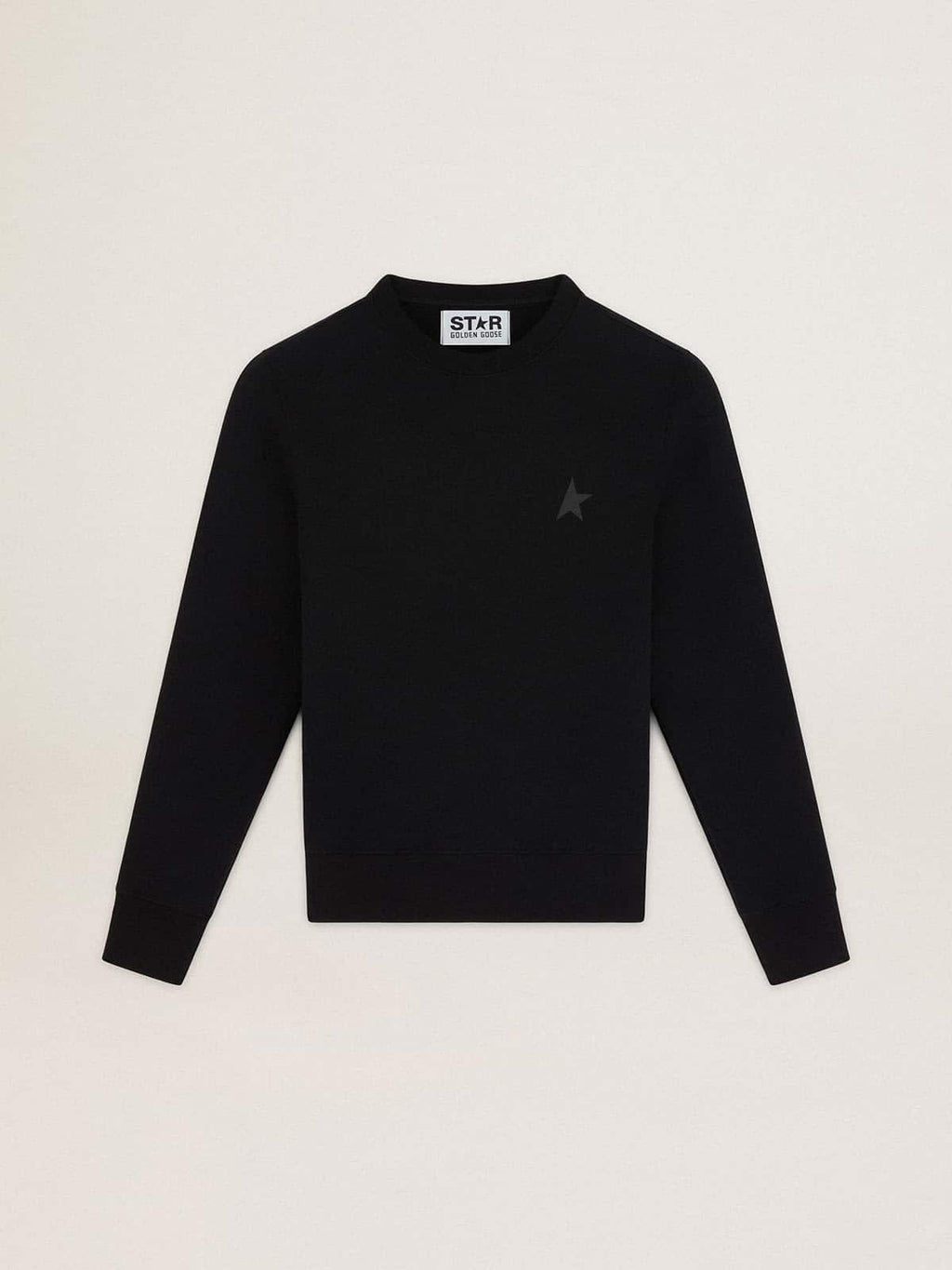 Black Athena Star Collection sweatshirt with tone-on-tone star on the front| Golden Goose