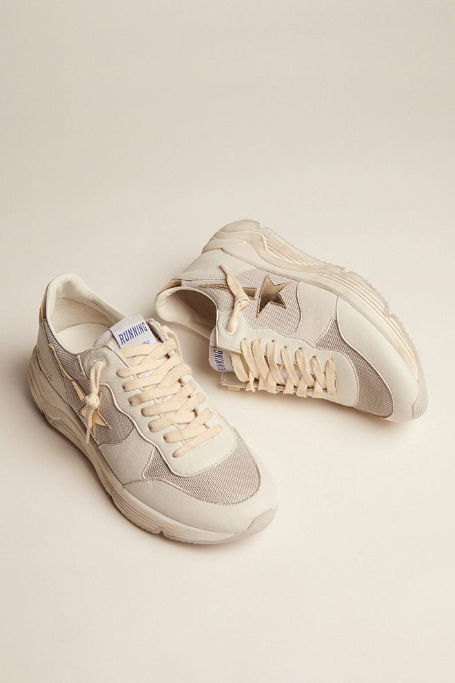Running Sole in nappa and mesh with platinum leather star and heel tab| Golden Goose