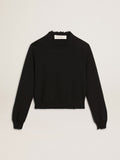 Women's round-neck sweater in dark blue cotton| Golden Goose