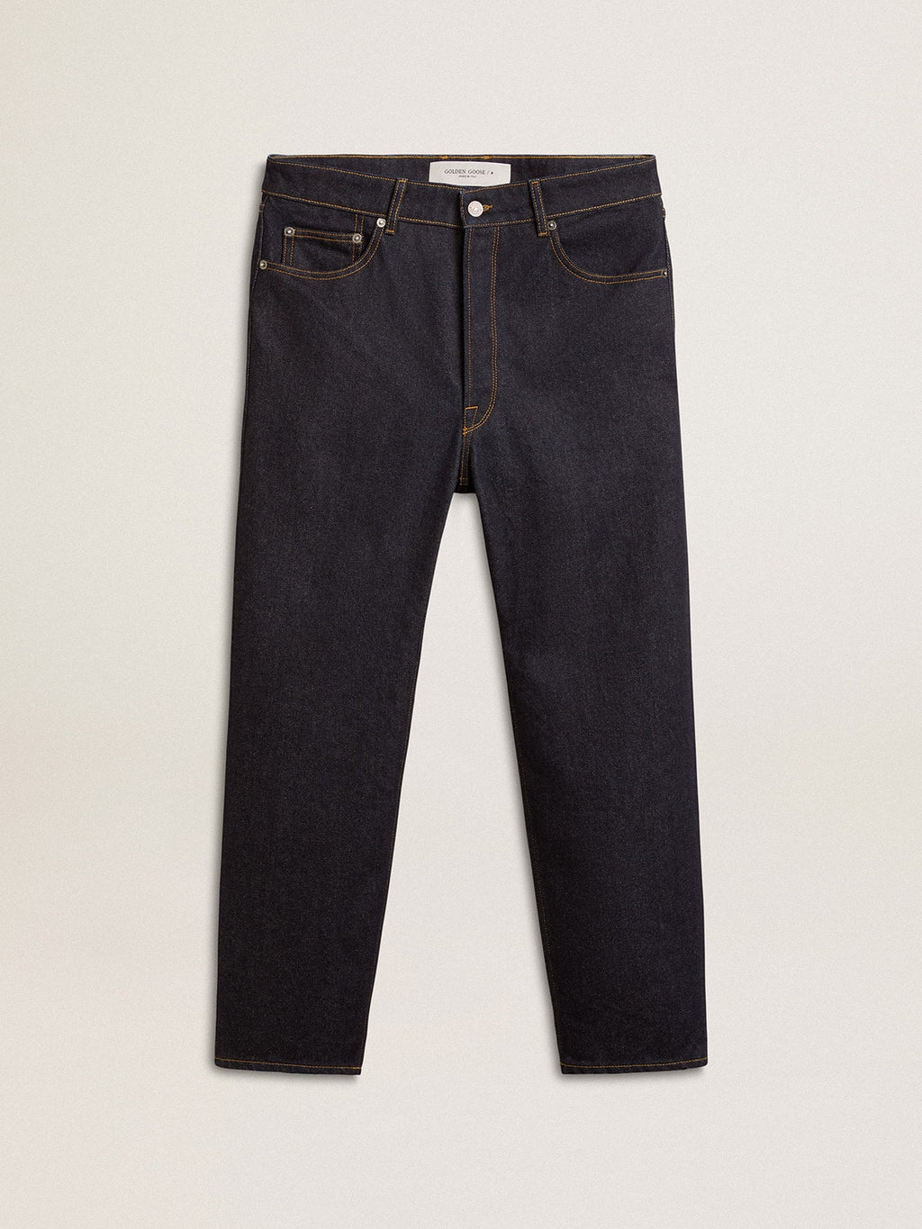 Men's dark blue jeans in one-wash denim