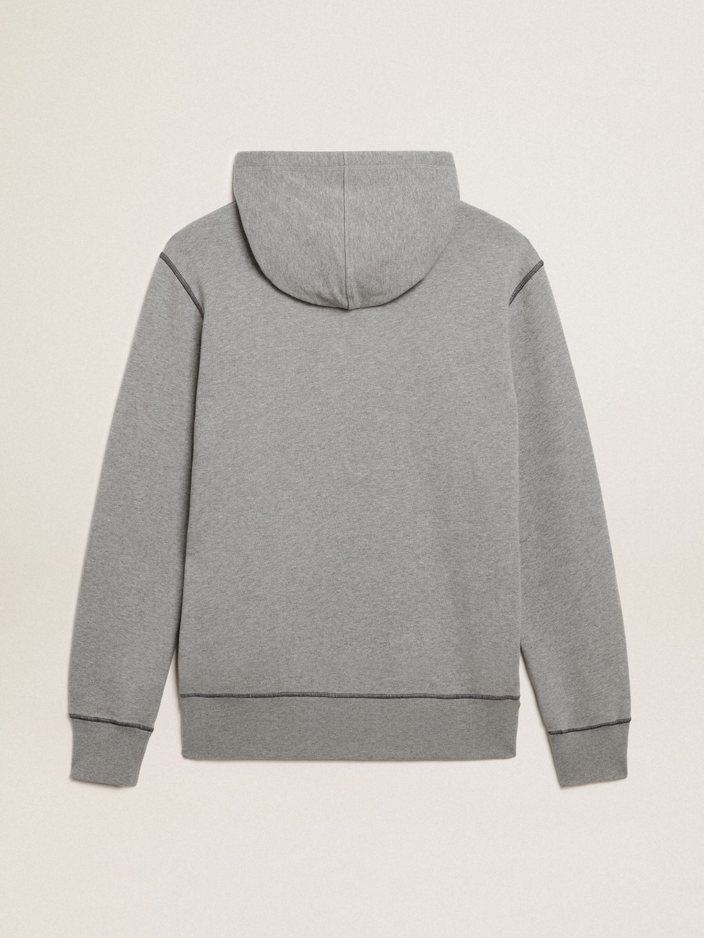 Gray melange cotton sweatshirt with hood| Golden Goose