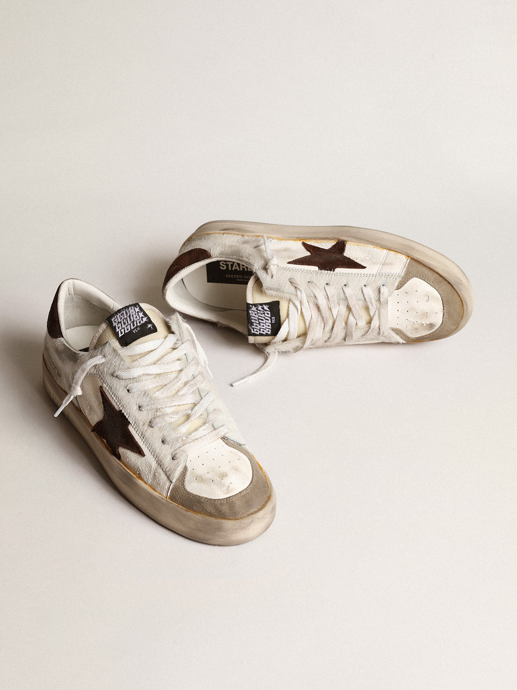 Men's Stardan in nappa and pony skin with brown suede star| Golden Goose