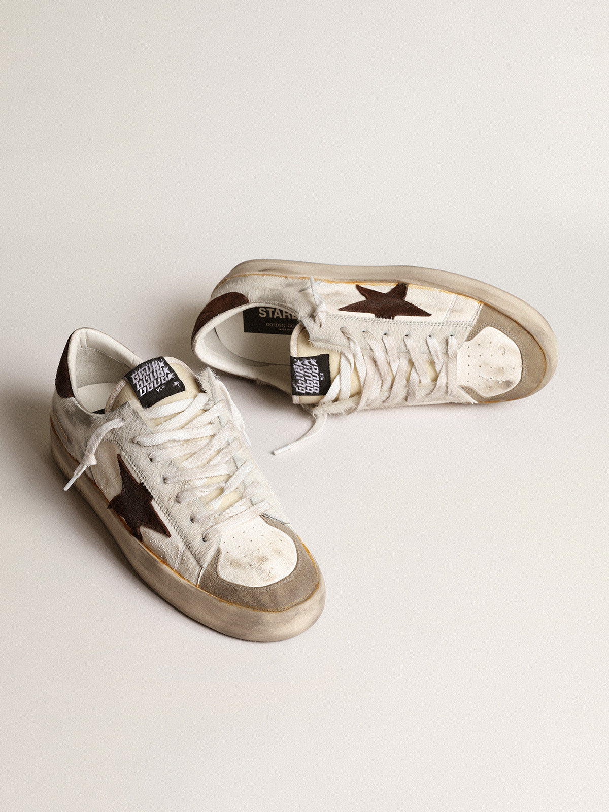 Men's Stardan in nappa and pony skin with brown suede star| Golden Goose