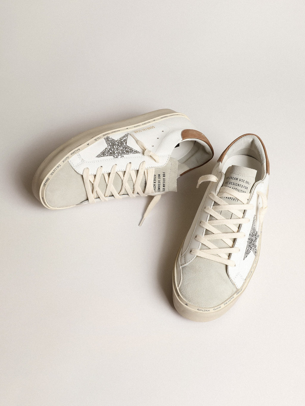 Women's Hi Star with silver glitter star and dove-gray nubuck heel tab| Golden Goose
