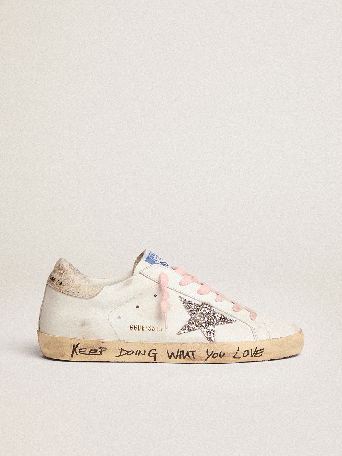 Women's Super-Star with silver glitter star and leopard print heel tab| Golden Goose