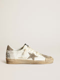 Men's Ball Star LTD sneakers in white nappa leather with dove-gray suede star and heel tab| Golden Goose