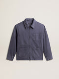 Men's blue jacket in denim cotton with distressed treatment| Golden Goose