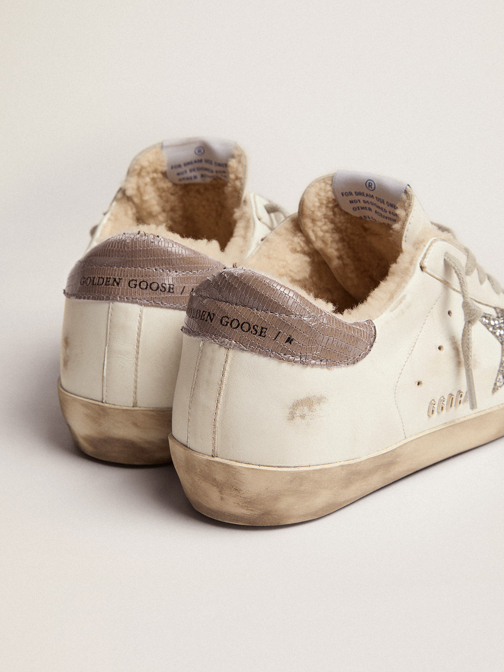 Women's Super-Star with shearling lining and silver glitter star| Golden Goose