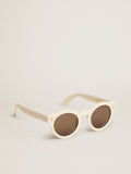 Sunglasses Panthos model with white frame and gold details| Golden Goose