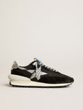Men's Marathon with black ripstop nylon upper and silver star| Golden Goose