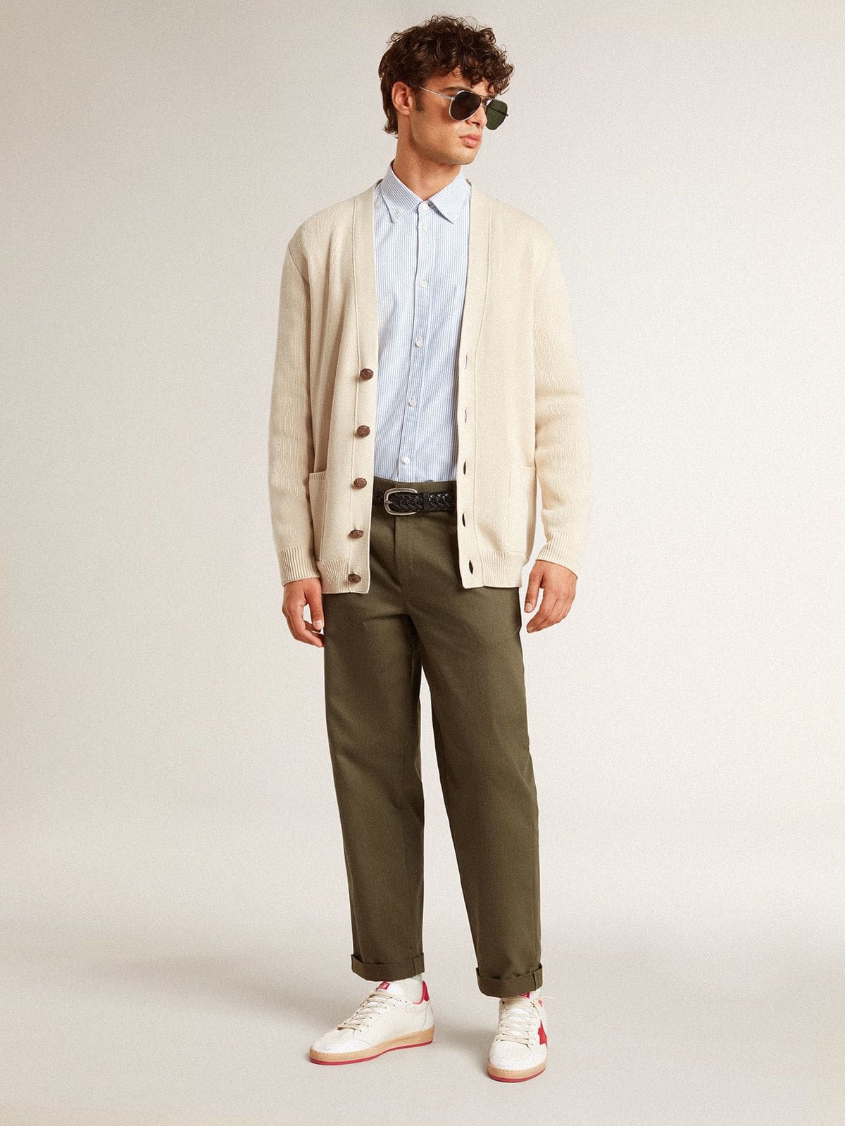 Men's Ball Star  Wishes in white leather with a red star and heel tab| Golden Goose