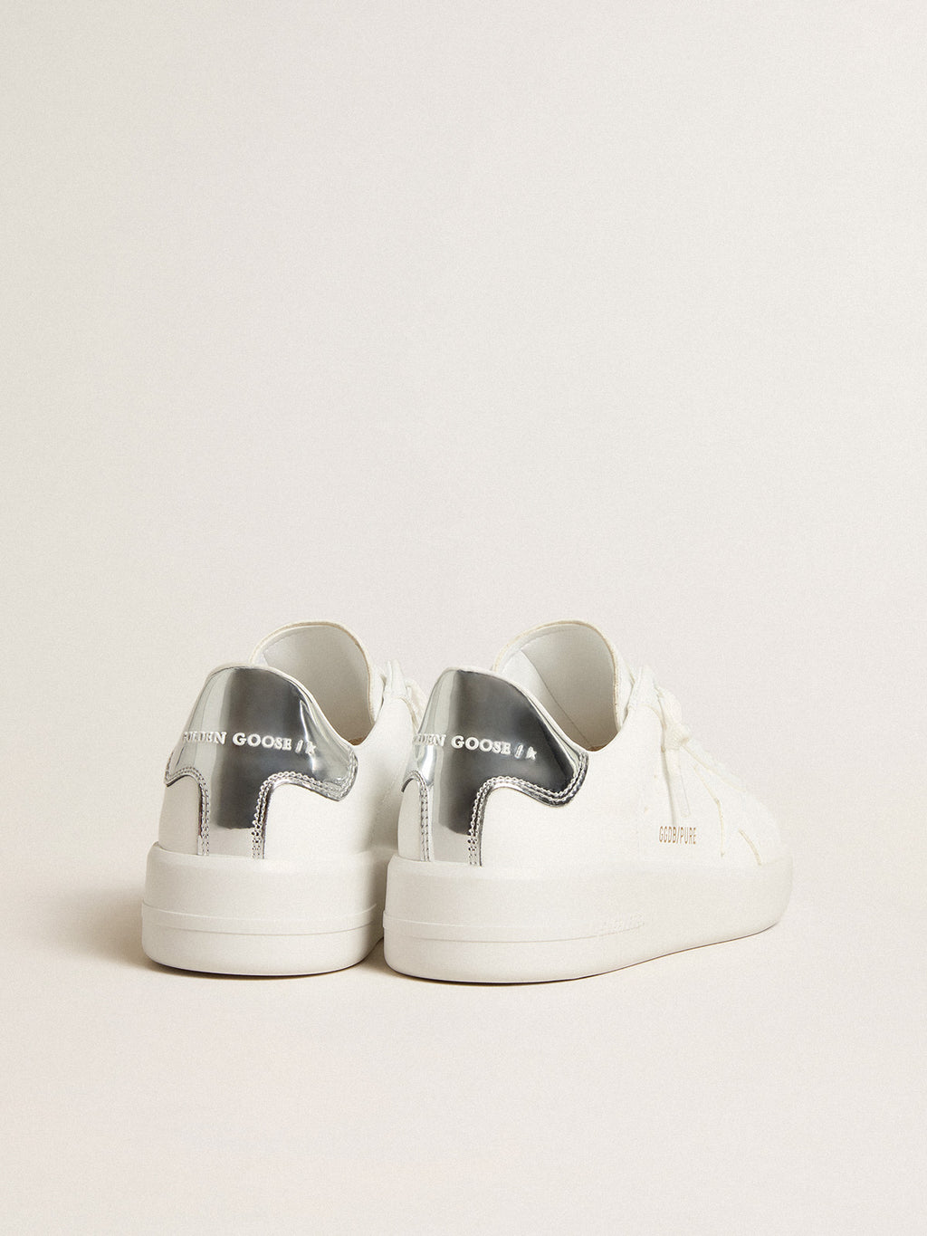 Women's bio-based Purestar with white star and mirror-effect heel tab| Golden Goose