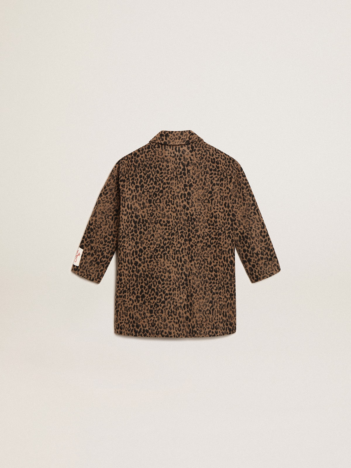 Girls' single-breasted coat in wool with jacquard animal print| Golden Goose