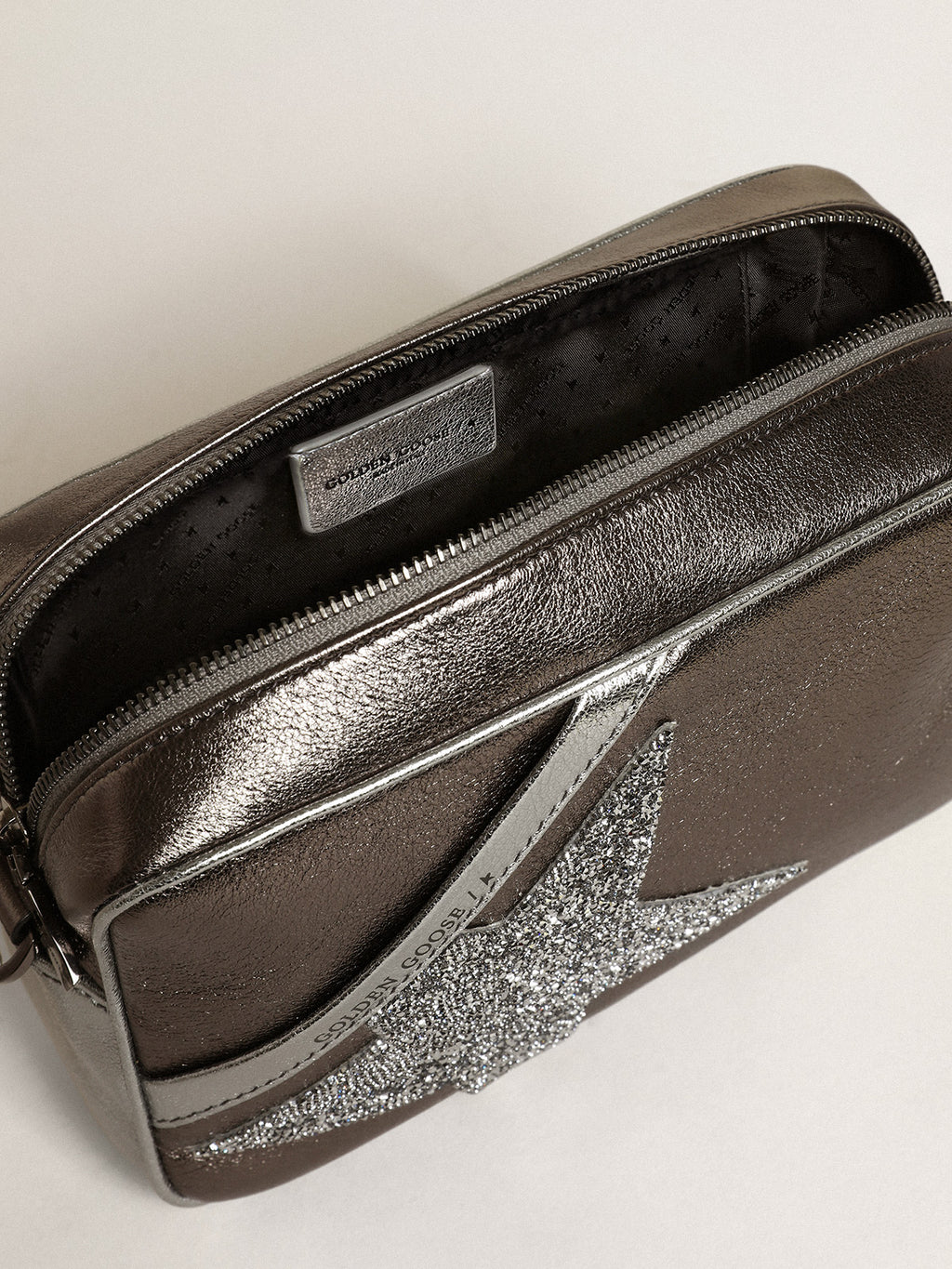 Women's Star Bag in silver leather with Swarovski crystal star| Golden Goose