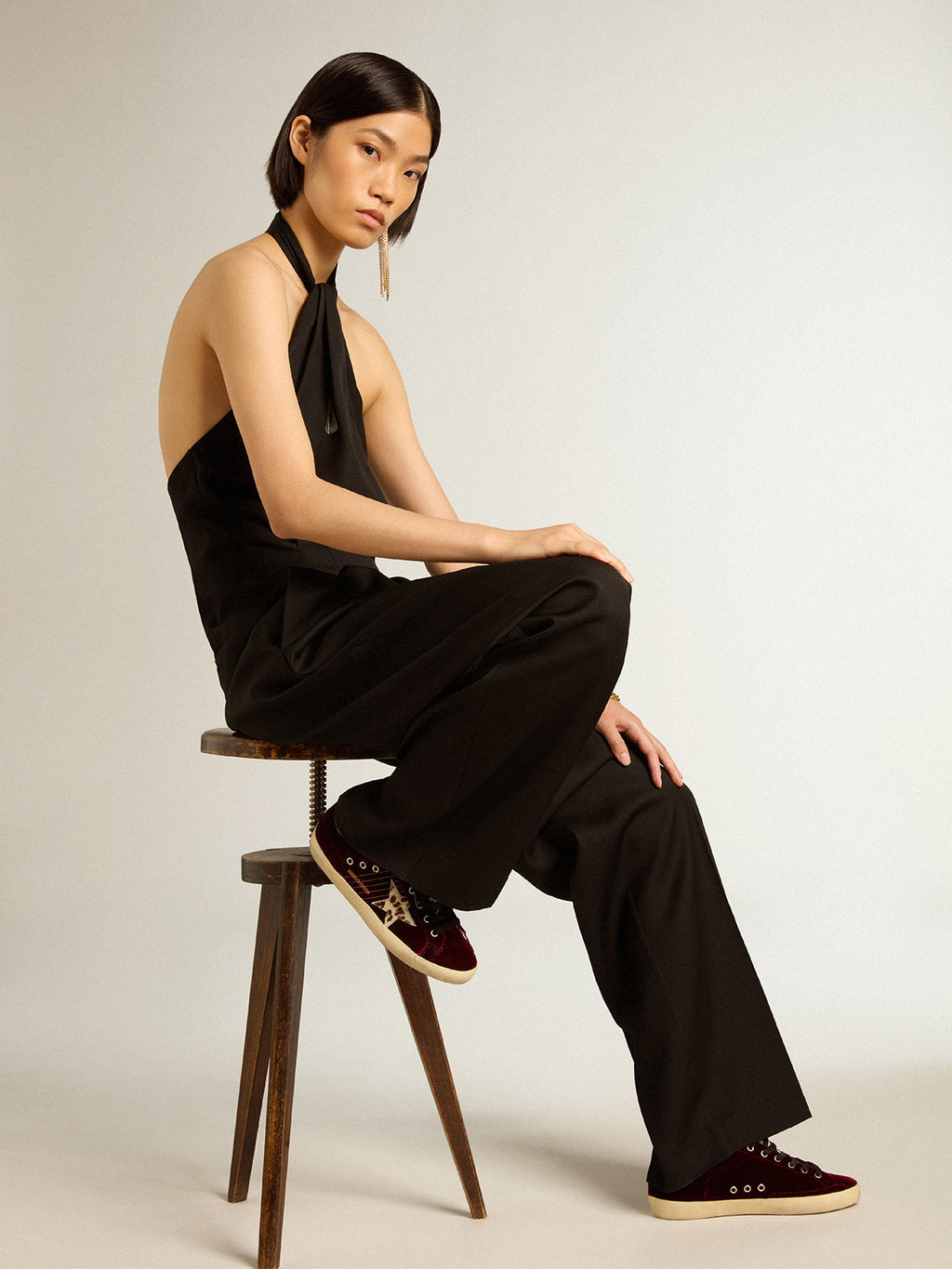 Super-Star LTD in velvet with pony skin star and glitter tongue| Golden Goose