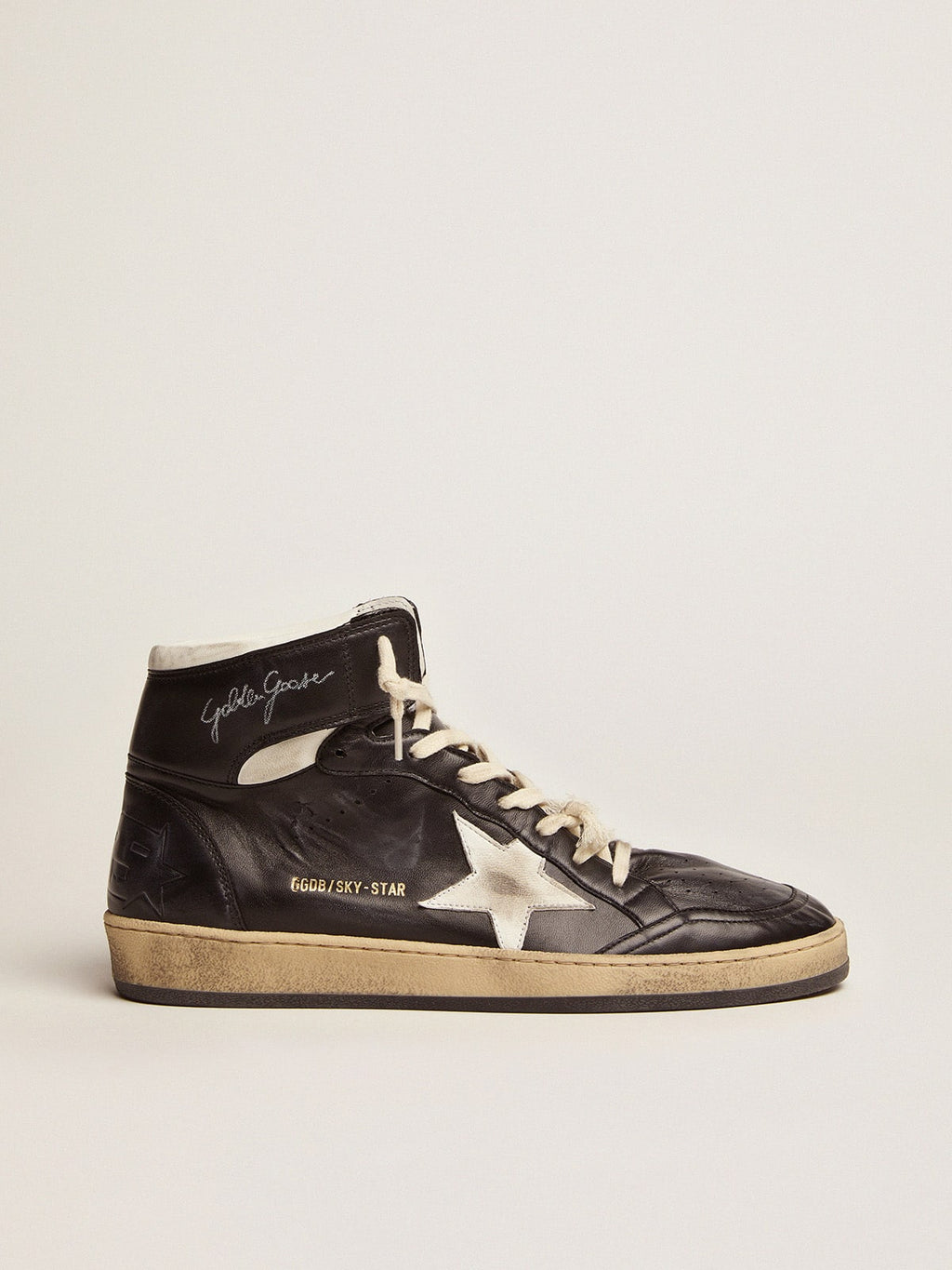 Men's Sky-Star in black nappa with white star| Golden Goose