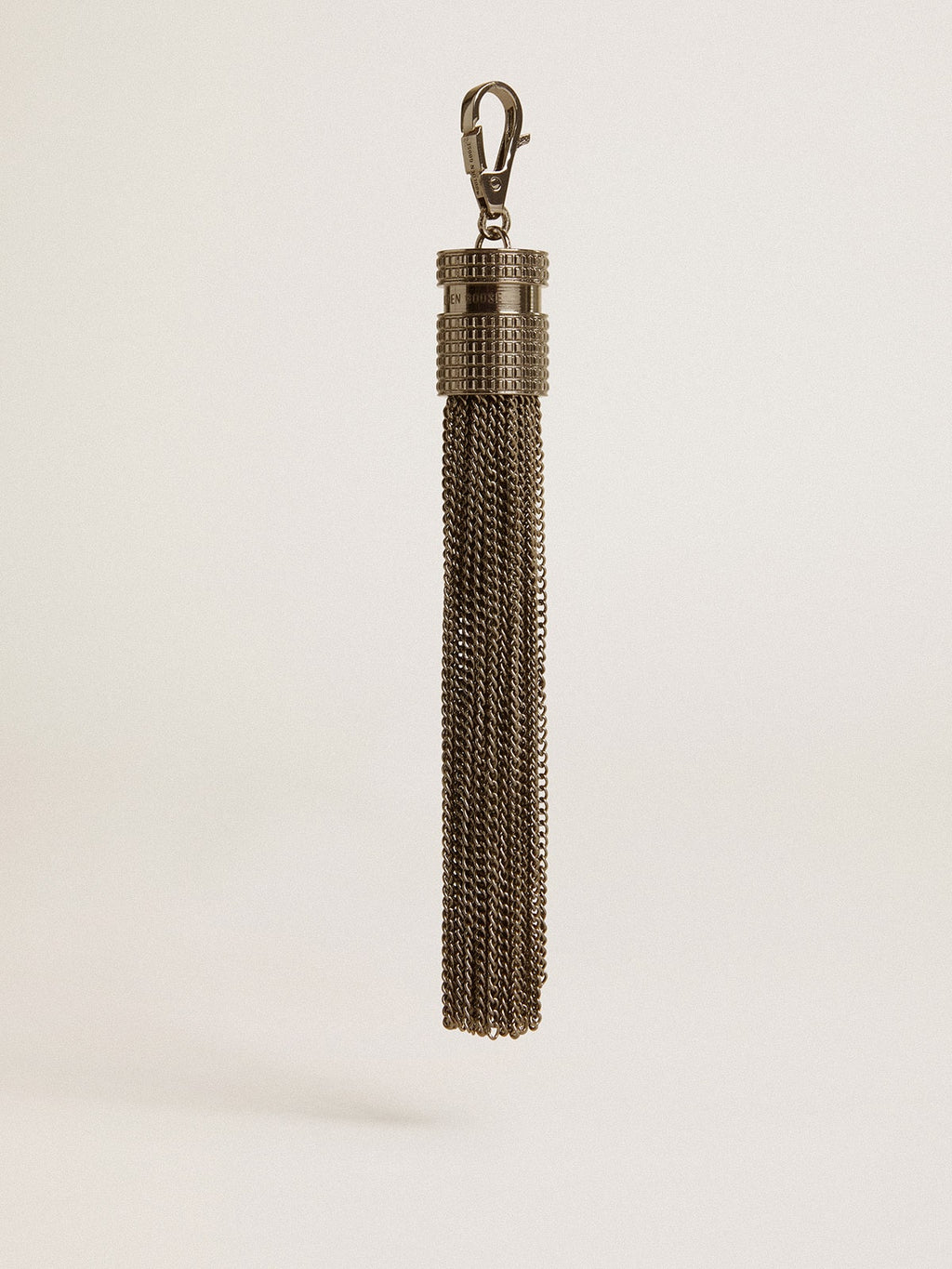 Tassel-shaped charm in silver-colored brass with crystals| Golden Goose