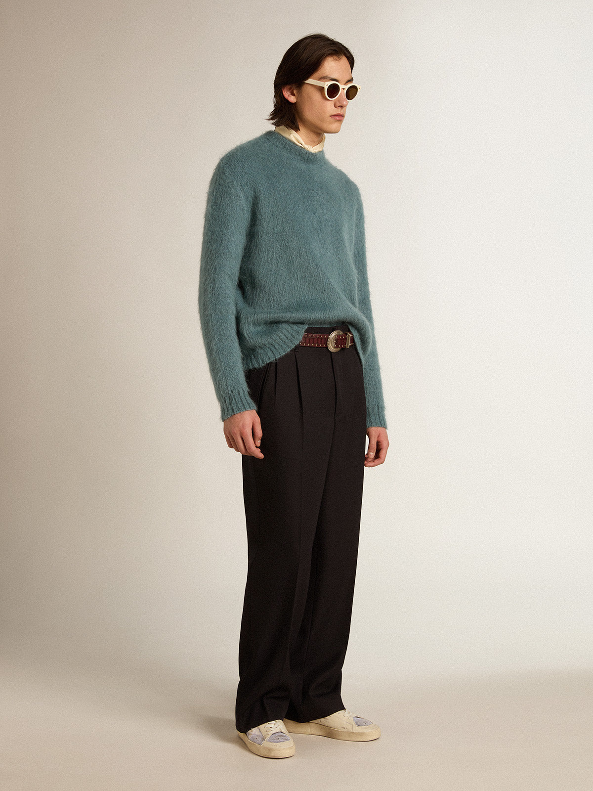 Powder-blue mohair sweater| Golden Goose
