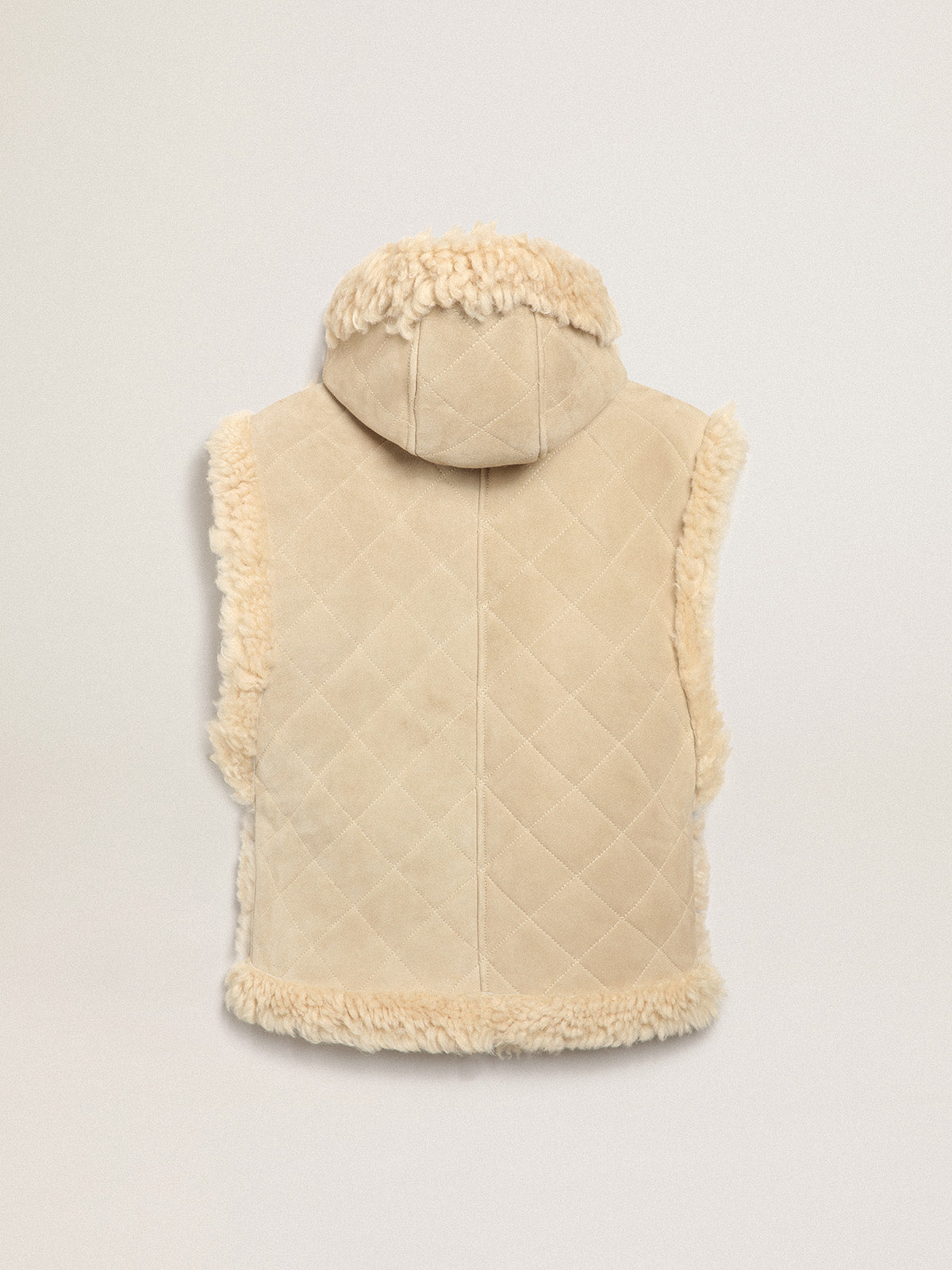 Women's reversible sheepskin vest in ecru| Golden Goose