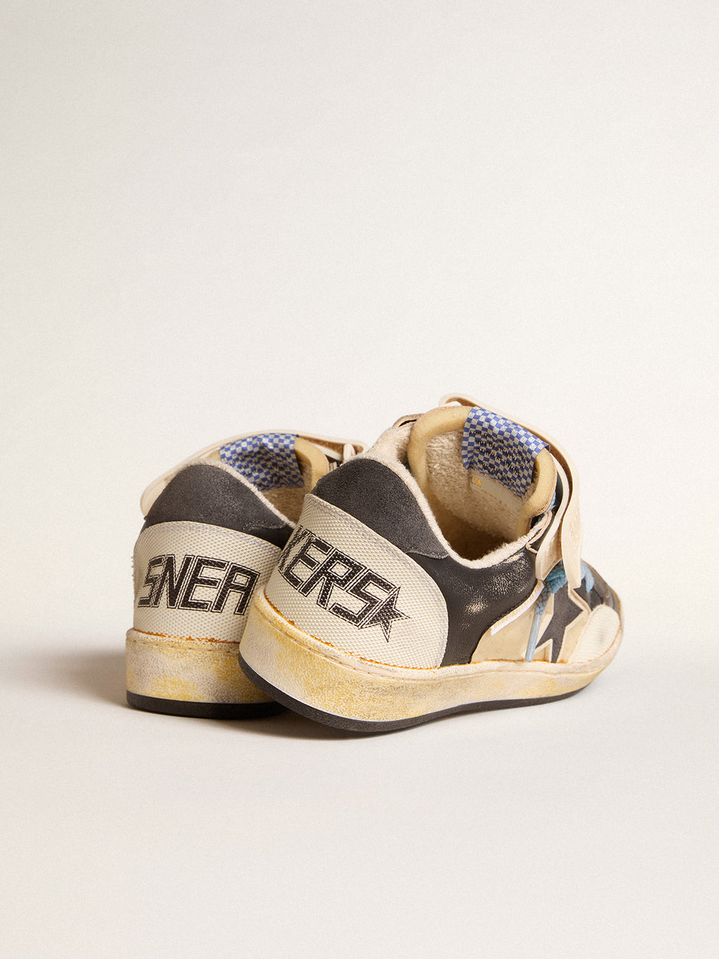 Men's Ball Star Pro in black leather with Velcro strap| Golden Goose