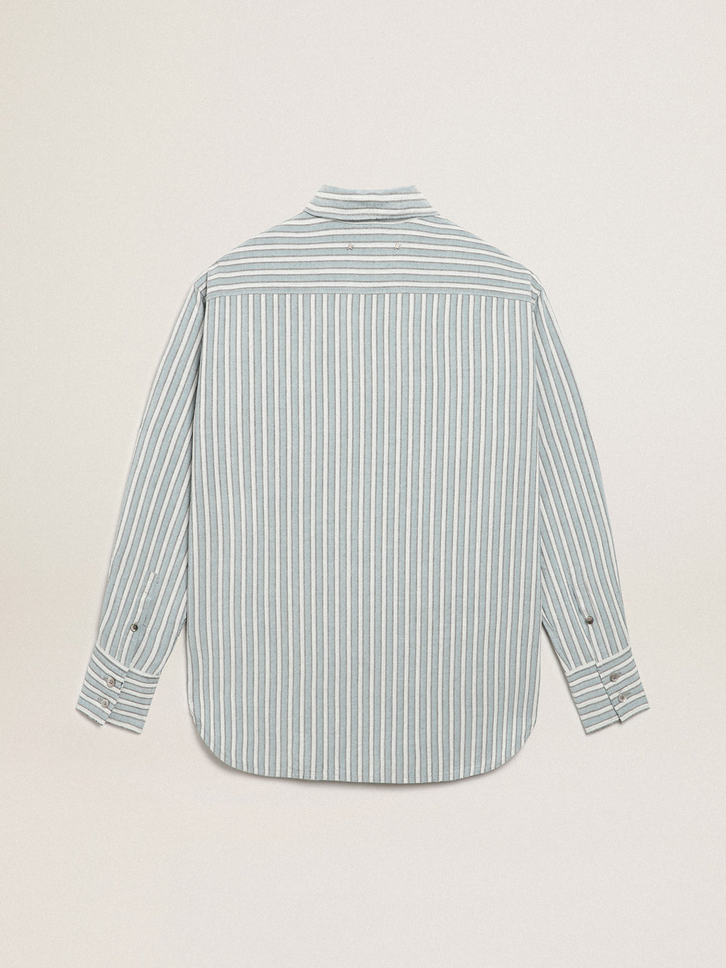 Women's boyfriend shirt with blue stripes| Golden Goose