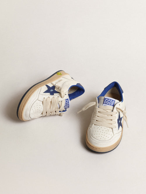 Ball Star Junior with blue metallic leather star and heel tab| Golden Goose