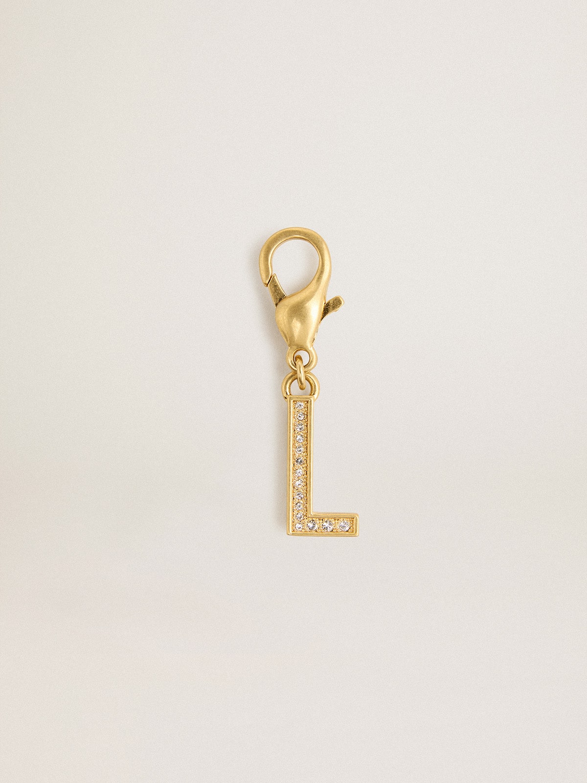 Letter L charm in gold-colored brass with crystals| Golden Goose